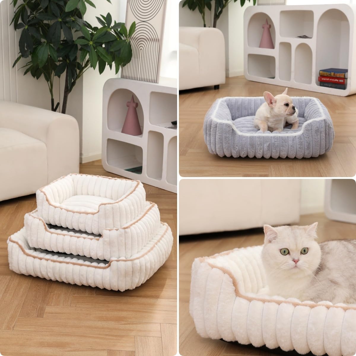 小型犬用 　猫用　ベルベット生地　円形ベッド グレー　◯径63センチ Amazon.co.jp: ACUOPNK ペット用スクエアベッド 極太パイル素材 猫